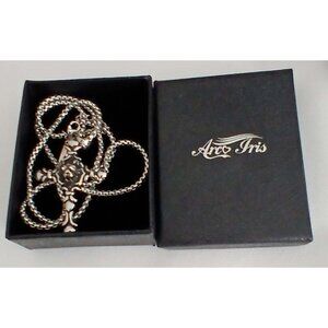 STAINLESS STEEL biker lions head with Crystal Eyes Cross Necklace